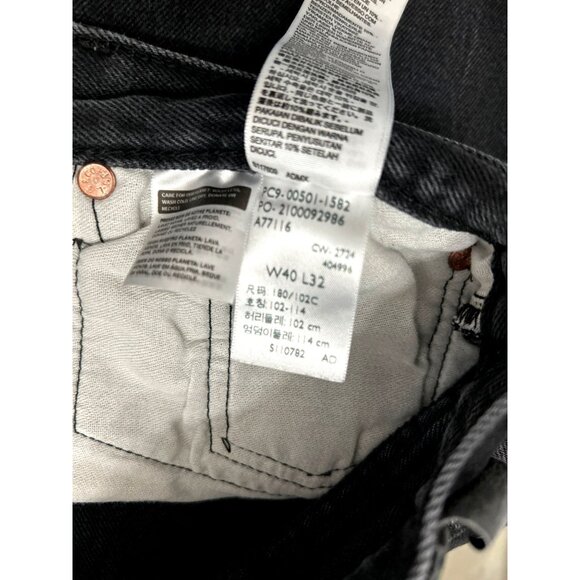 Levis Mens Black Denim Jeans W40 L32 Straight Fit - Picture 3 of 7